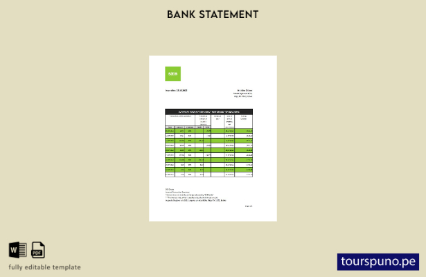 listo para imprimir plantilla de Excel de extracto bancario SEB de Letonia